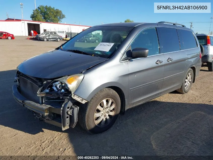 2010 Honda Odyssey Ex VIN: 5FNRL3H42AB106900 Lot: 40262203