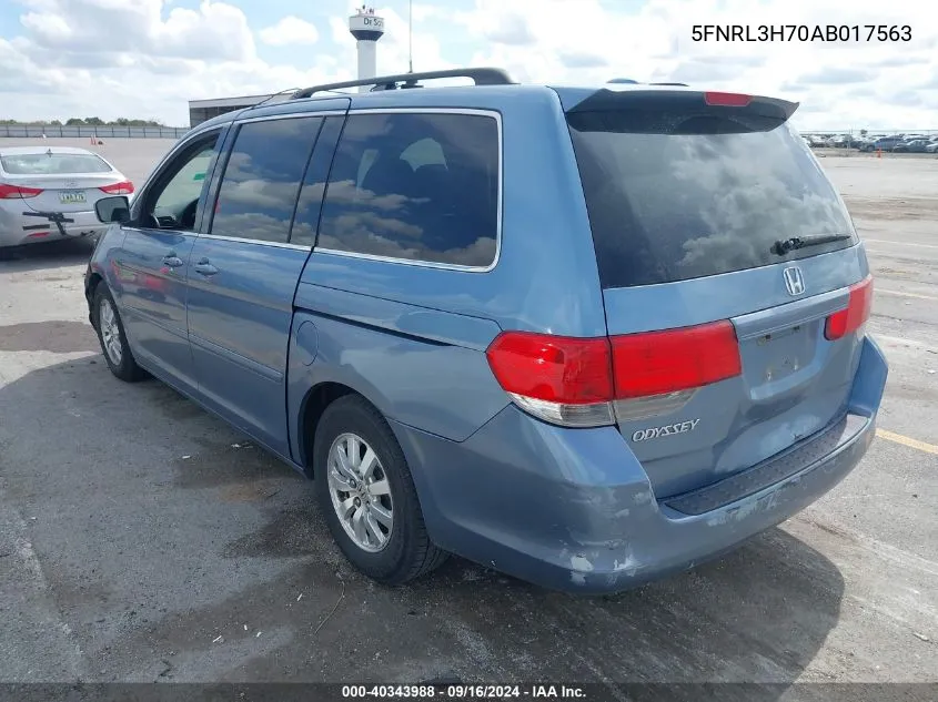 5FNRL3H70AB017563 2010 Honda Odyssey Exl