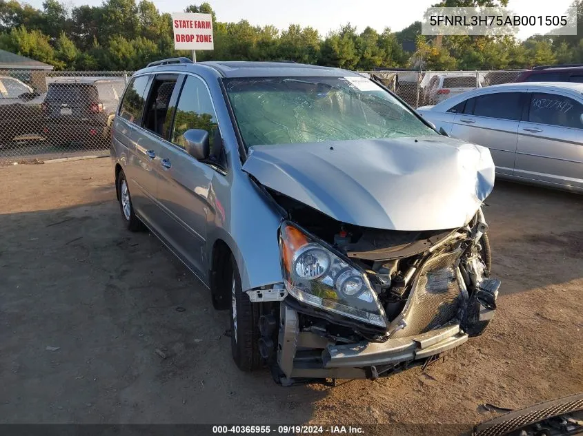 2010 Honda Odyssey Ex-L VIN: 5FNRL3H75AB001505 Lot: 40365955