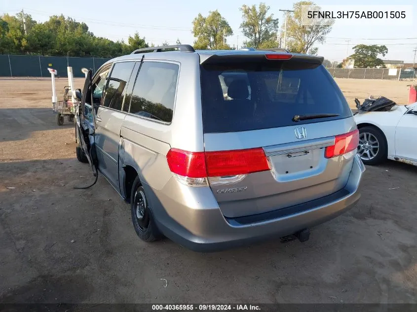 2010 Honda Odyssey Ex-L VIN: 5FNRL3H75AB001505 Lot: 40365955