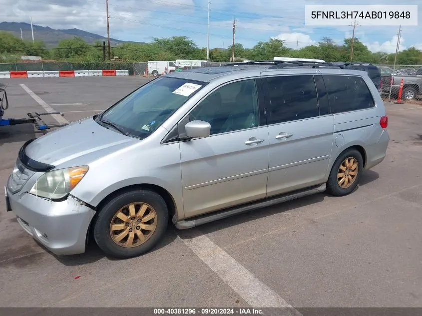 2010 Honda Odyssey Ex-L VIN: 5FNRL3H74AB019848 Lot: 40381296