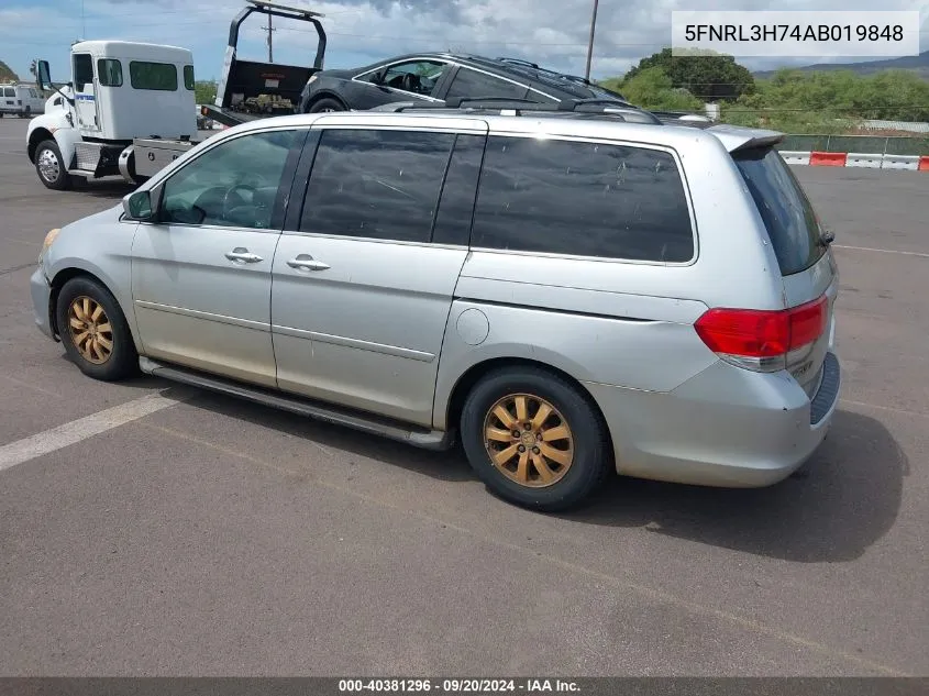 2010 Honda Odyssey Ex-L VIN: 5FNRL3H74AB019848 Lot: 40381296