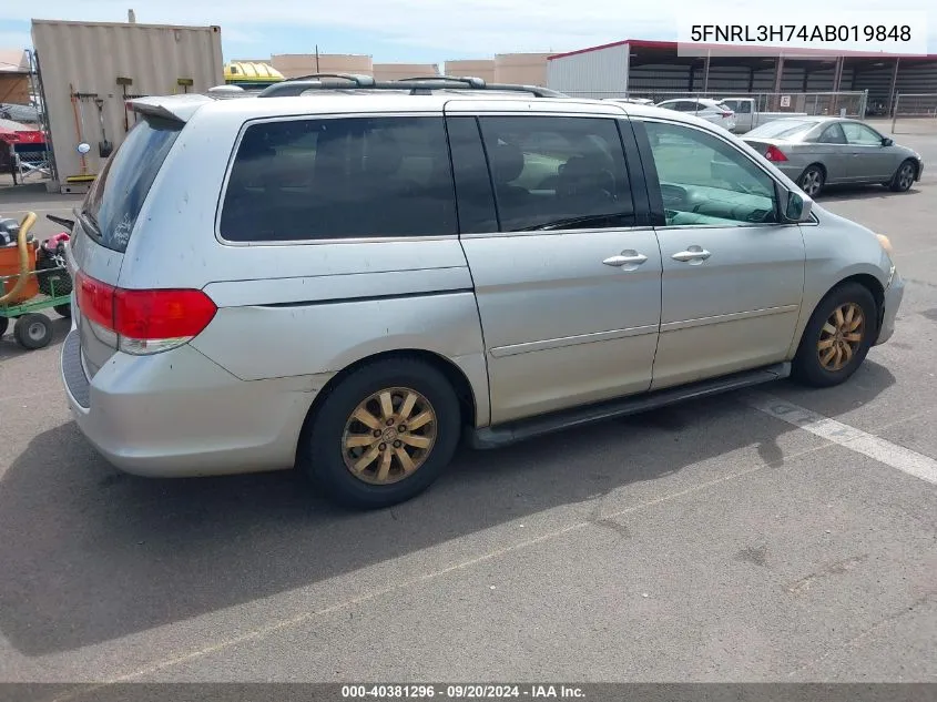 2010 Honda Odyssey Ex-L VIN: 5FNRL3H74AB019848 Lot: 40381296