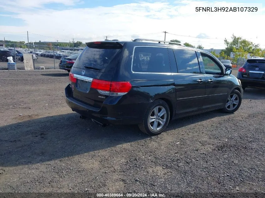 2010 Honda Odyssey Touring VIN: 5FNRL3H92AB107329 Lot: 40389664