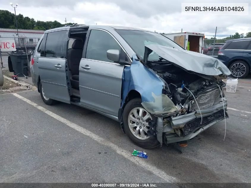 2010 Honda Odyssey Ex VIN: 5FNRL3H46AB104826 Lot: 40390007