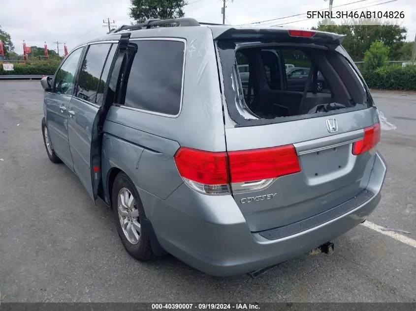 2010 Honda Odyssey Ex VIN: 5FNRL3H46AB104826 Lot: 40390007