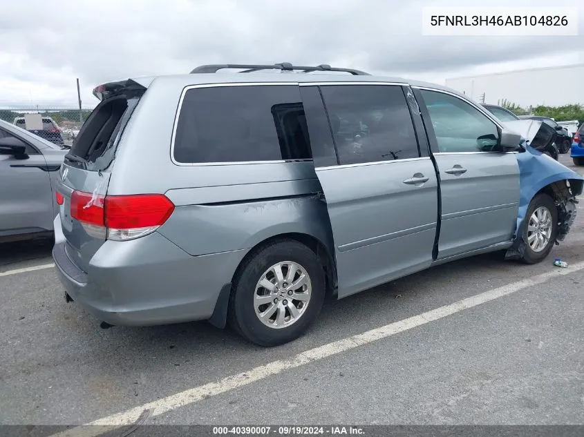 2010 Honda Odyssey Ex VIN: 5FNRL3H46AB104826 Lot: 40390007