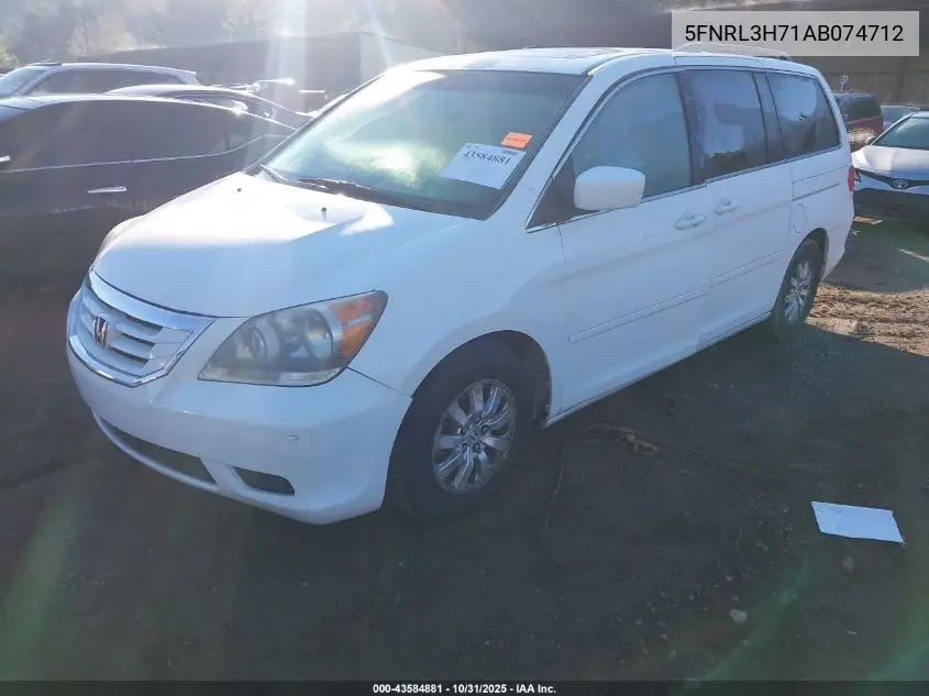 5FNRL3H71AB074712 2010 Honda Odyssey Ex-L
