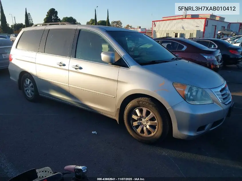 5FNRL3H7XAB010412 2010 Honda Odyssey Ex-L