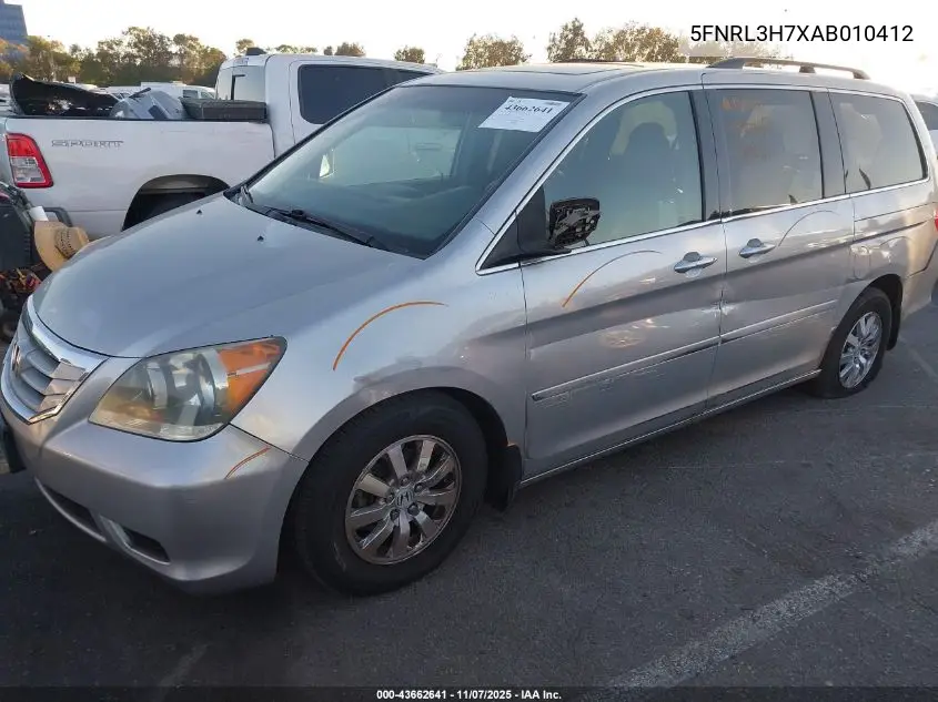 5FNRL3H7XAB010412 2010 Honda Odyssey Ex-L
