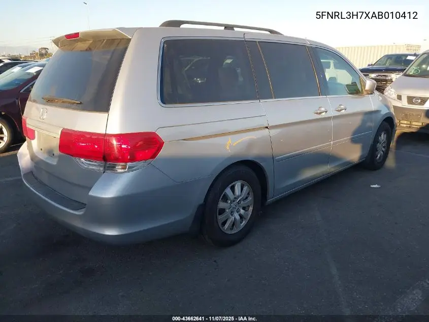 5FNRL3H7XAB010412 2010 Honda Odyssey Ex-L