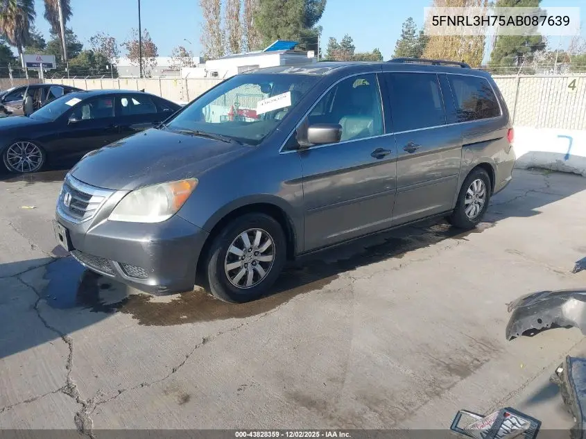 5FNRL3H75AB087639 2010 Honda Odyssey Ex-L