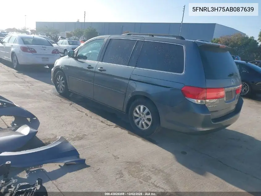 5FNRL3H75AB087639 2010 Honda Odyssey Ex-L