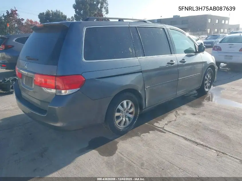 5FNRL3H75AB087639 2010 Honda Odyssey Ex-L