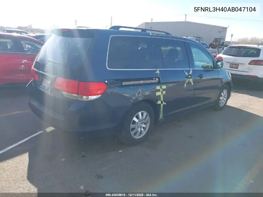 5FNRL3H40AB047104 2010 Honda Odyssey Ex