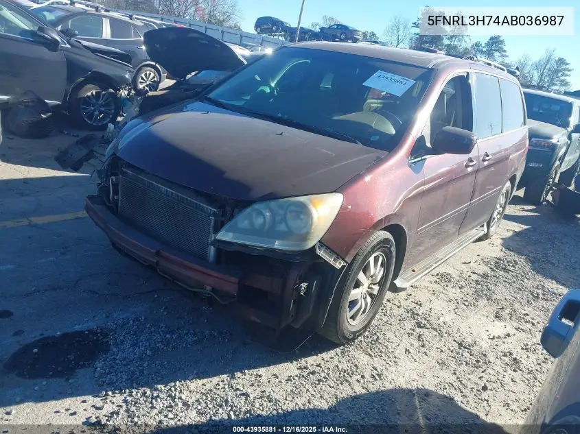 5FNRL3H74AB036987 2010 Honda Odyssey Ex-L