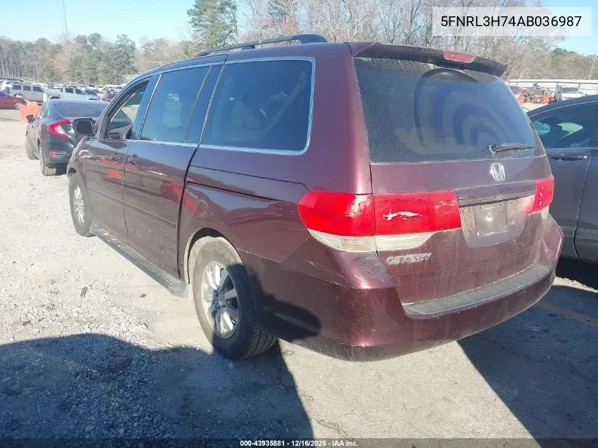 5FNRL3H74AB036987 2010 Honda Odyssey Ex-L