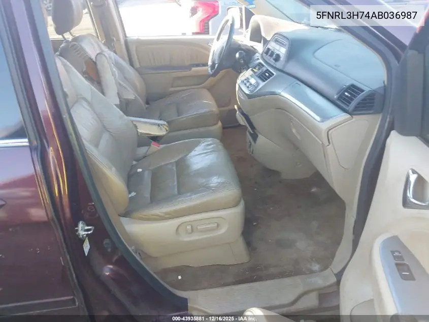 5FNRL3H74AB036987 2010 Honda Odyssey Ex-L