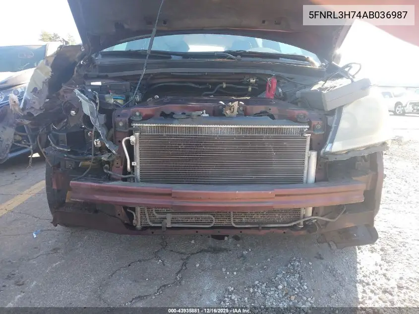 5FNRL3H74AB036987 2010 Honda Odyssey Ex-L