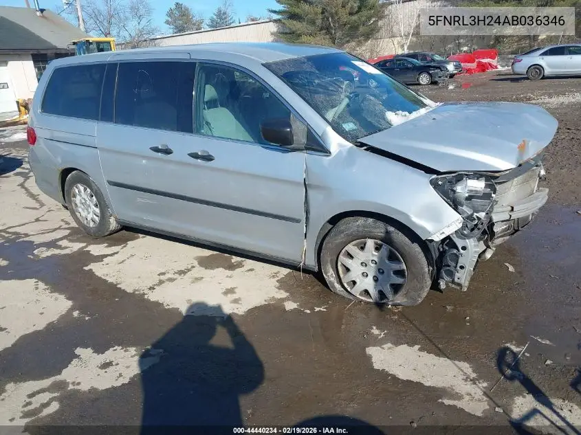 5FNRL3H24AB036346 2010 Honda Odyssey Lx
