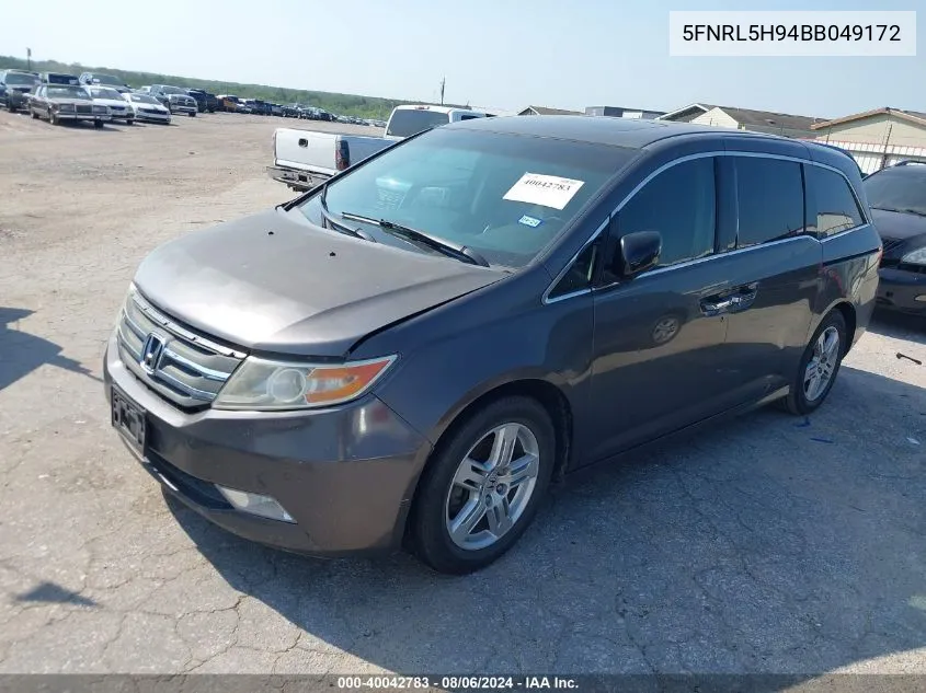 2011 Honda Odyssey Touring/Touring Elite VIN: 5FNRL5H94BB049172 Lot: 40042783