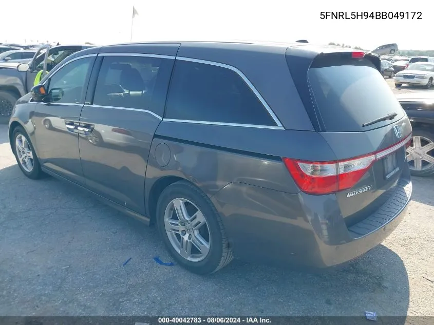 2011 Honda Odyssey Touring/Touring Elite VIN: 5FNRL5H94BB049172 Lot: 40042783