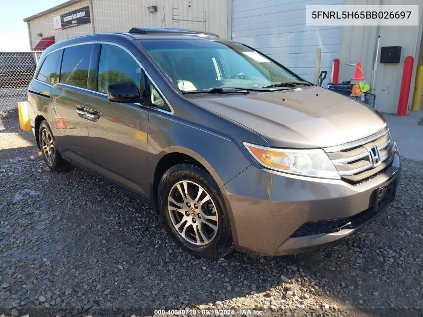 5FNRL5H65BB026697 2011 Honda Odyssey Ex-L