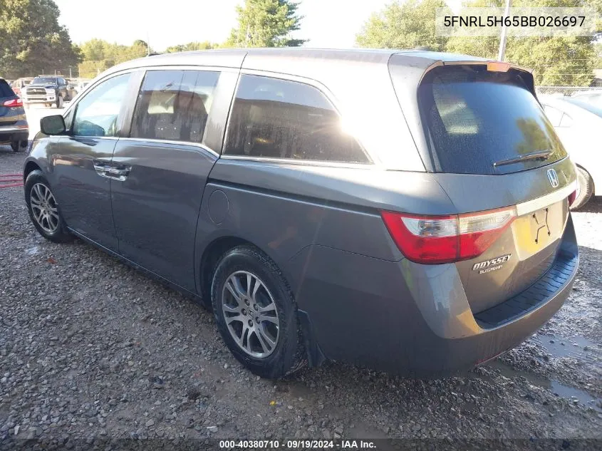 2011 Honda Odyssey Ex-L VIN: 5FNRL5H65BB026697 Lot: 40380710