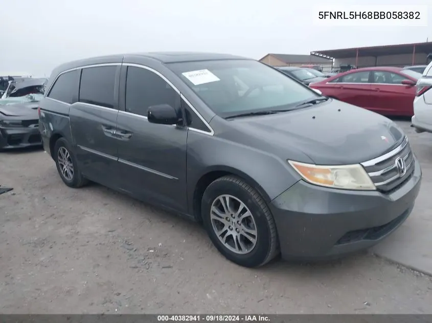 2011 Honda Odyssey Ex-L VIN: 5FNRL5H68BB058382 Lot: 40382941