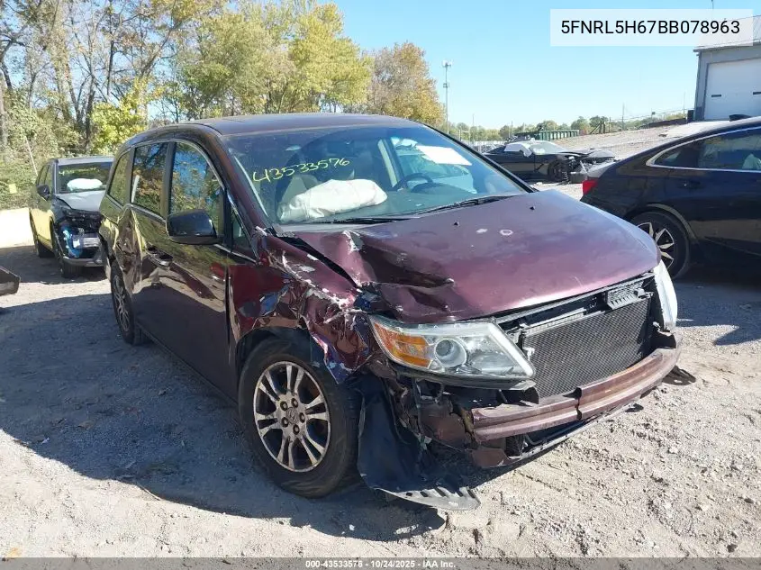 5FNRL5H67BB078963 2011 Honda Odyssey Ex-L