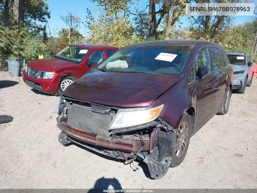 5FNRL5H67BB078963 2011 Honda Odyssey Ex-L