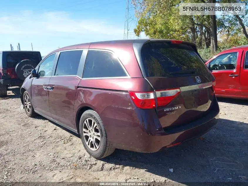 5FNRL5H67BB078963 2011 Honda Odyssey Ex-L
