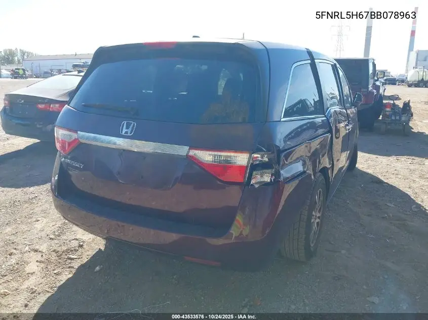 5FNRL5H67BB078963 2011 Honda Odyssey Ex-L