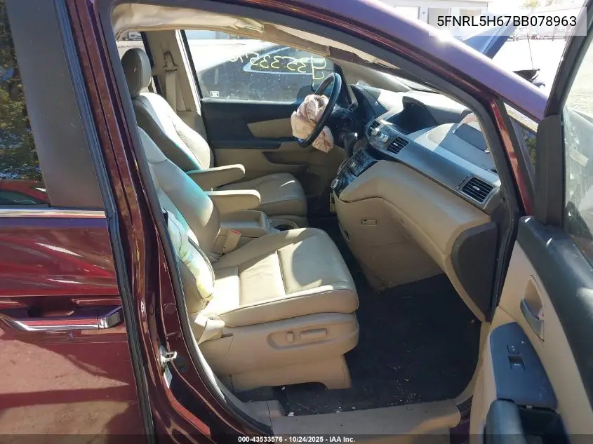 5FNRL5H67BB078963 2011 Honda Odyssey Ex-L