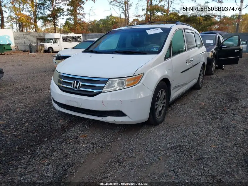 5FNRL5H60BB037476 2011 Honda Odyssey Ex-L