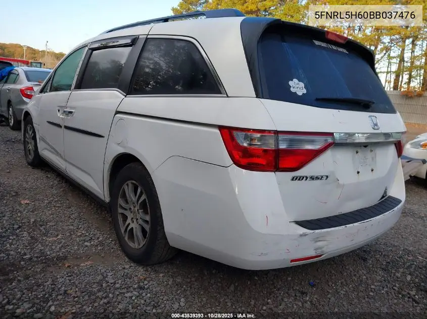 5FNRL5H60BB037476 2011 Honda Odyssey Ex-L