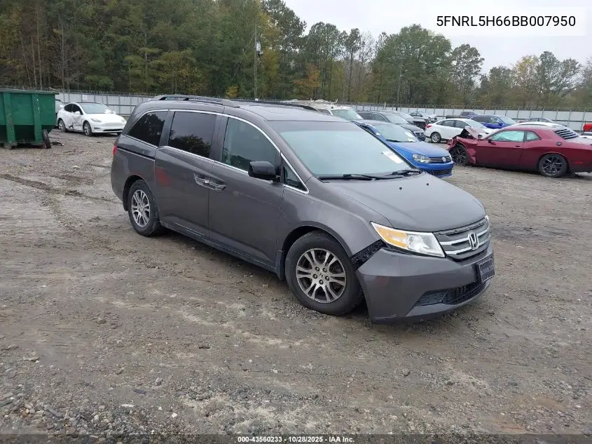 5FNRL5H66BB007950 2011 Honda Odyssey Ex-L
