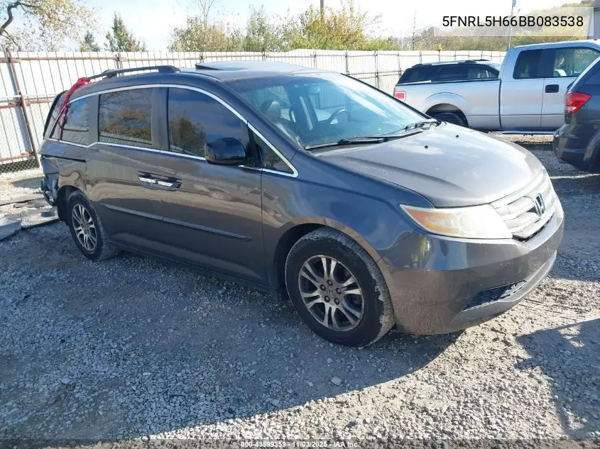 5FNRL5H66BB083538 2011 Honda Odyssey Ex-L