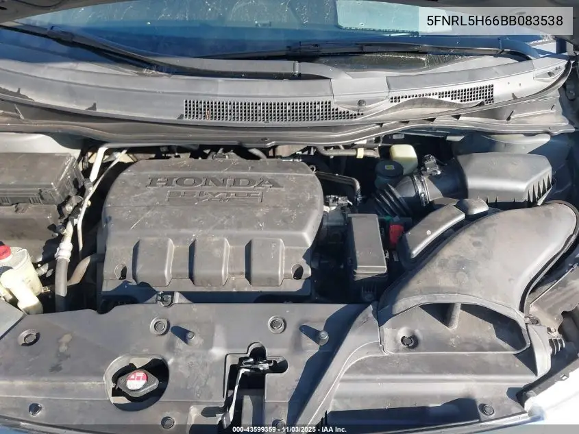 5FNRL5H66BB083538 2011 Honda Odyssey Ex-L