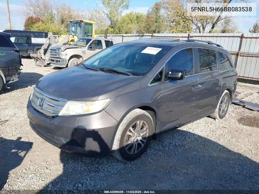 5FNRL5H66BB083538 2011 Honda Odyssey Ex-L