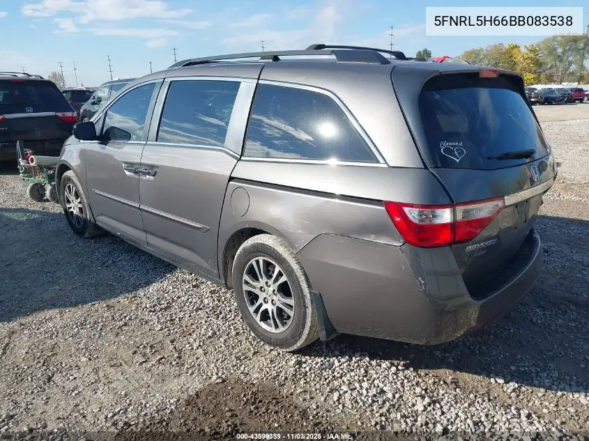 5FNRL5H66BB083538 2011 Honda Odyssey Ex-L