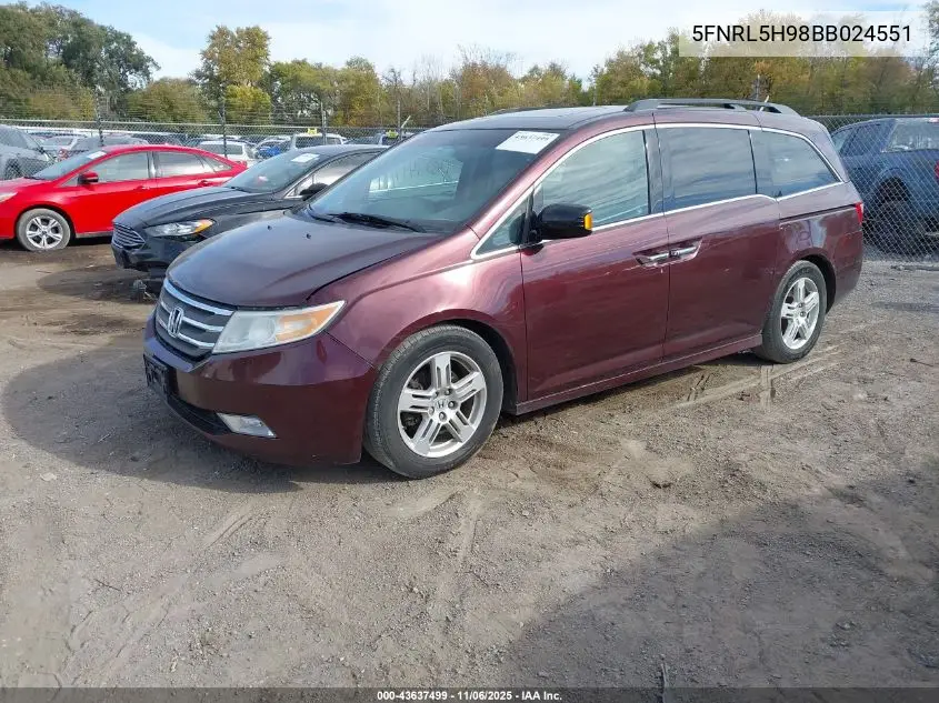 5FNRL5H98BB024551 2011 Honda Odyssey Touring/Touring Elite