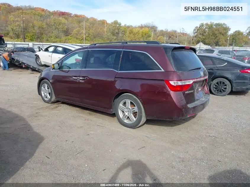 5FNRL5H98BB024551 2011 Honda Odyssey Touring/Touring Elite