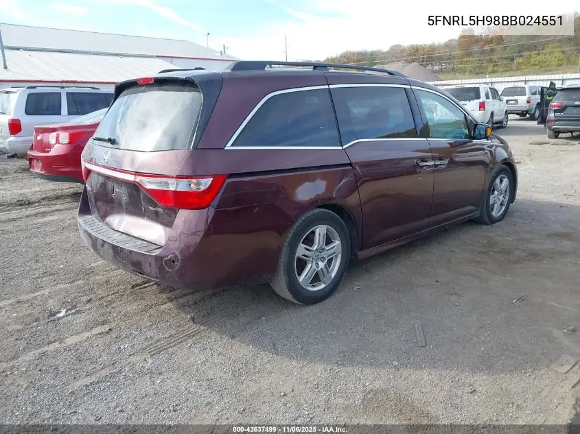 5FNRL5H98BB024551 2011 Honda Odyssey Touring/Touring Elite
