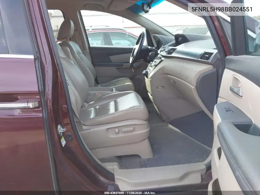 5FNRL5H98BB024551 2011 Honda Odyssey Touring/Touring Elite