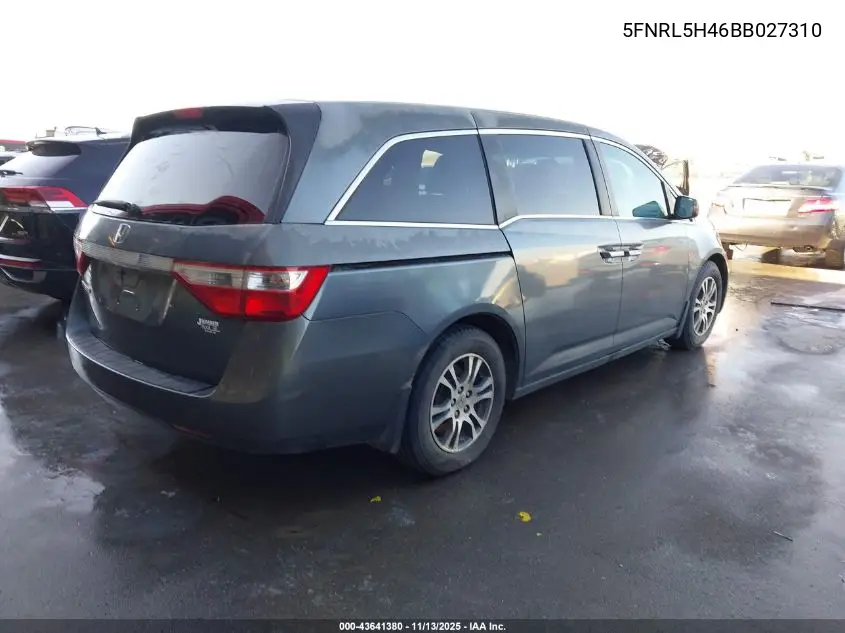 5FNRL5H46BB027310 2011 Honda Odyssey Ex