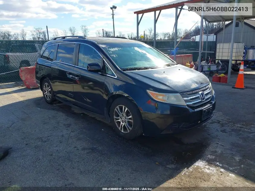 5FNRL5H60BB022413 2011 Honda Odyssey Ex-L
