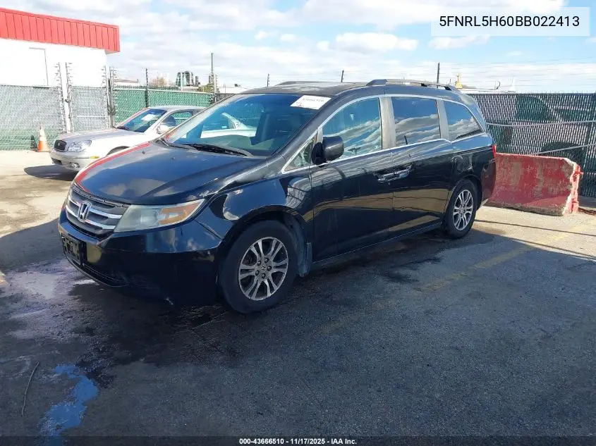 5FNRL5H60BB022413 2011 Honda Odyssey Ex-L