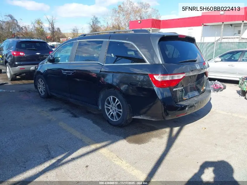 5FNRL5H60BB022413 2011 Honda Odyssey Ex-L