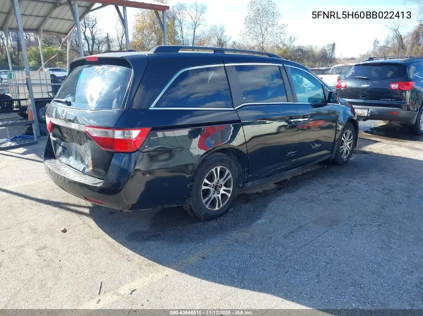 5FNRL5H60BB022413 2011 Honda Odyssey Ex-L
